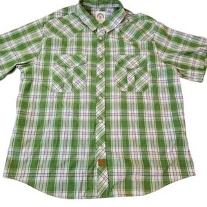 Customized Version Pearl Snap Shirt Green White XL